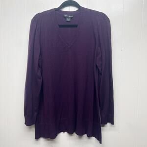 DKNY Jeans V-Neck Long Sleeve Knit Sweater Women's Size L/XL Office Casual Soft